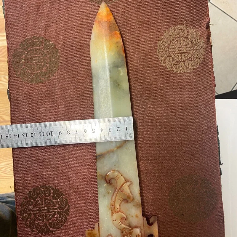 Rare Antique Chinese Hand-Carved Jade Dragon Sword - 26 Inches - Museum-Quality