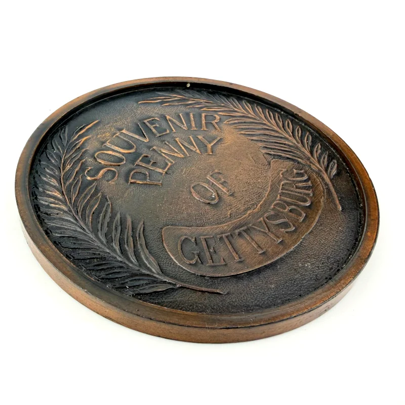 Large 75 mm Souvenir Bronze Penny of Gettysburg with Abraham Lincoln
