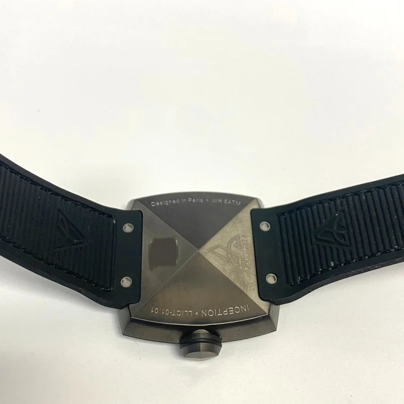 LYTT GUN BLUE HANDS BLACK STITCHING MEN'S WATCH 45 MM