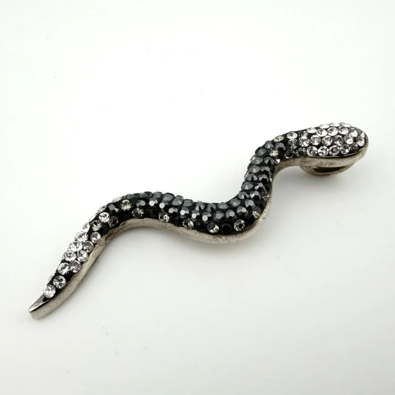 Vintage Sterling Silver Snake Pendant with Swarovski Crystals - JCM 925 Thailand
