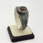 Handmade Sterling Silver 925 Filigree Cuff Bracelet Natural Brown Gemstone