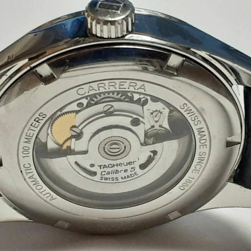 Tag Heuer Carrera Calibre 5 Day-Date Automatic Black Dial Leather 