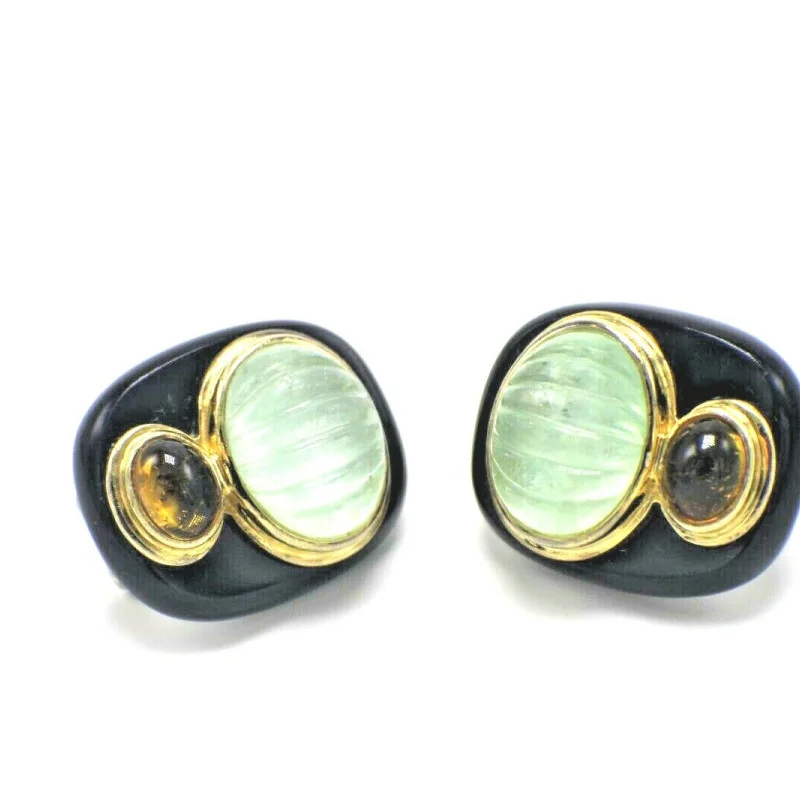 Vintage KYLO Sterling Silver Multi Color Quartz Gemstones Earrings