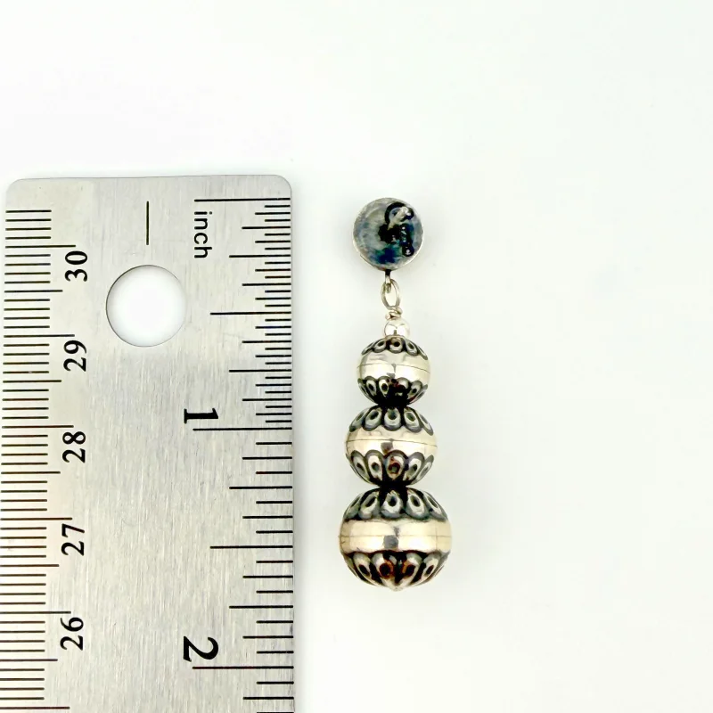 American West Sterling Silver Native Pearl Graduated Dangle Earrings