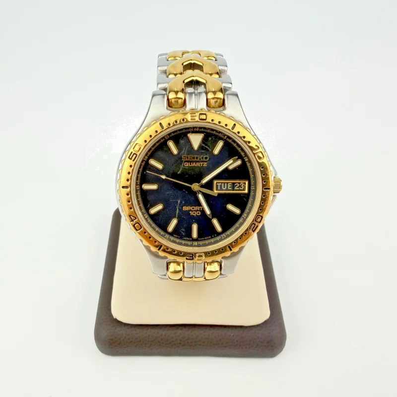 Seiko Two-Tone Sport 100 Men's Watch Two Tone Gold & Steel Date Quartz