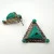 Vintage Dark Teal Turquoise Sterling Silver Triangle Stud Earrings Signed India