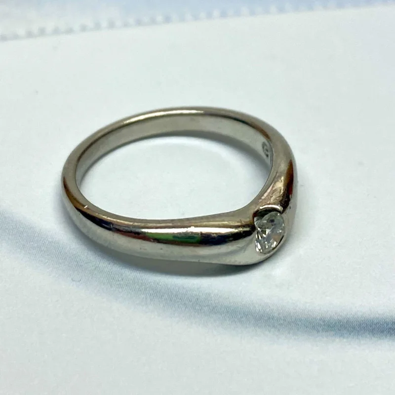 Tiffany & Co Platinum Elsa Peretti Curved 0.18ct Diamond Ring Band Sz 6.5