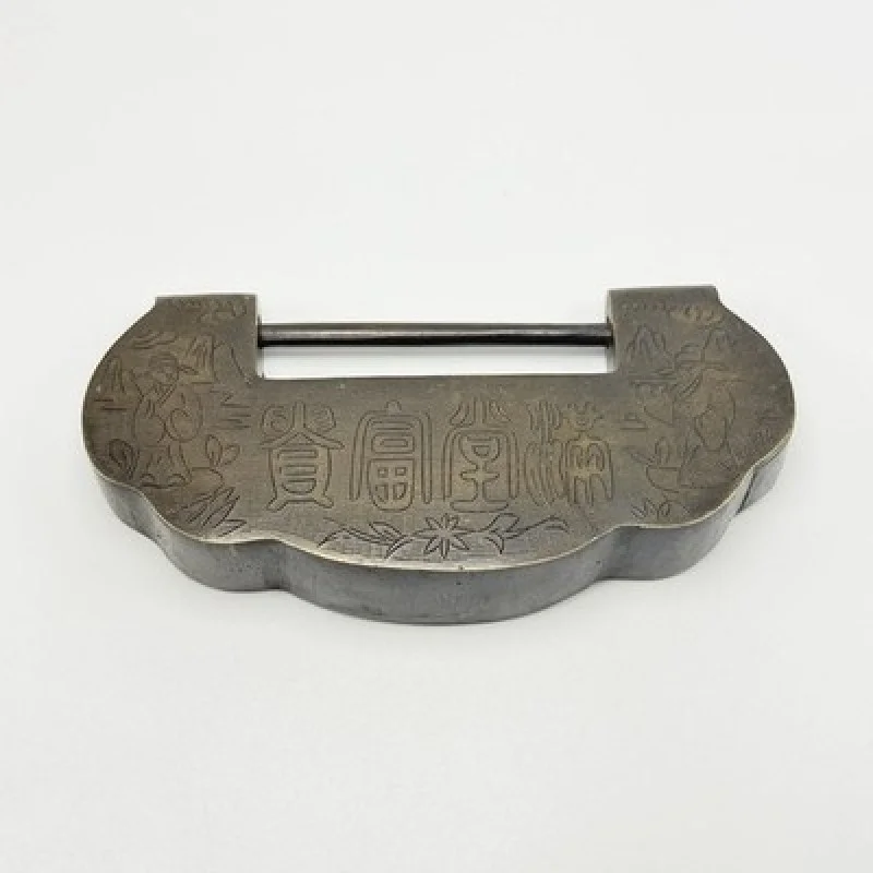 Rare Antique Chinese Engraved Figural Padlock Exceptional Asian Collector Piece