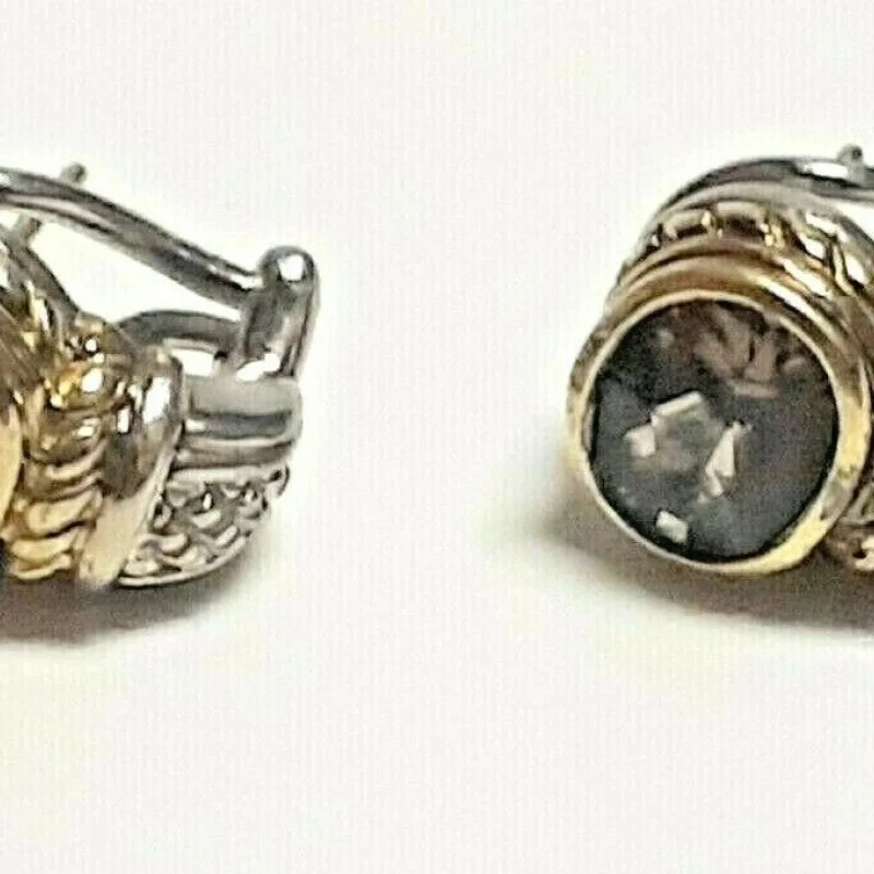  18K Judith Ripka  Designed With Sterling Silver  925 & Gemstone Earrings