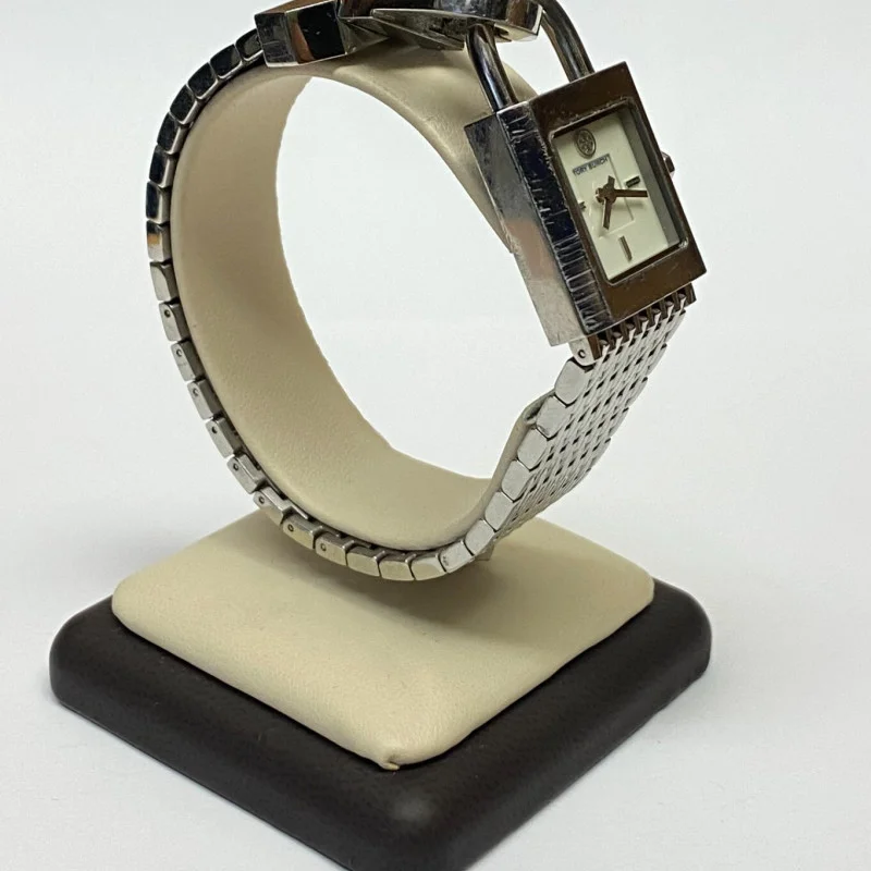 TORY BURCH Surrey Silver-tone Chain Lock Bracelet Watch