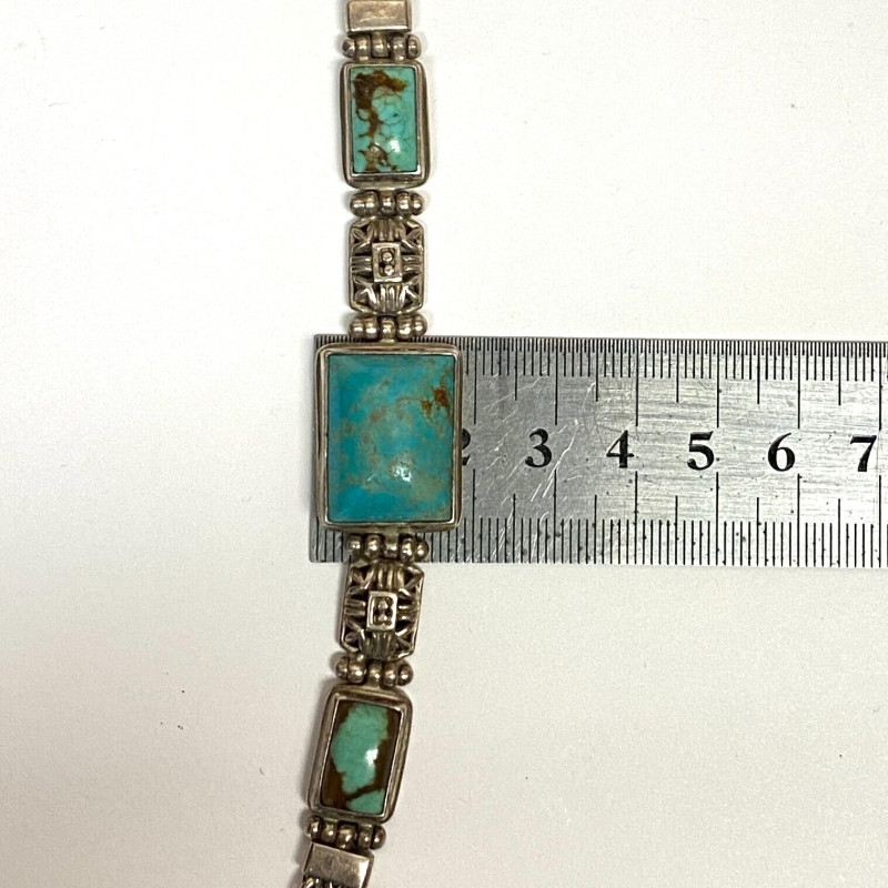 Vintage 925 Sterling Silver Bracelet with Turquoise stomnes