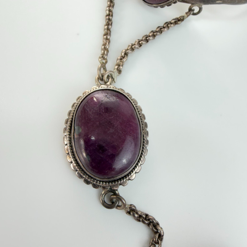 Vintage Navajo Sterling Silver Oval Ruby Slave Bracelet Cuff Ring Adjustable fit