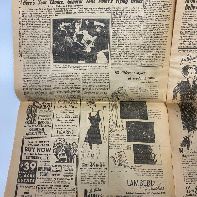 JUNE 6, 1944 D-DAY NEW YORK DAILY NEWS ICONIC NEWSPAPER RARE