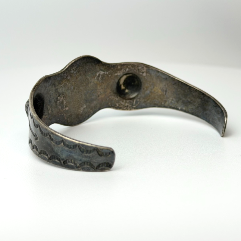 Vintage 1950's Navajo Silver Turquoise APPLIED ARROWHEAD Cufa Bracelet