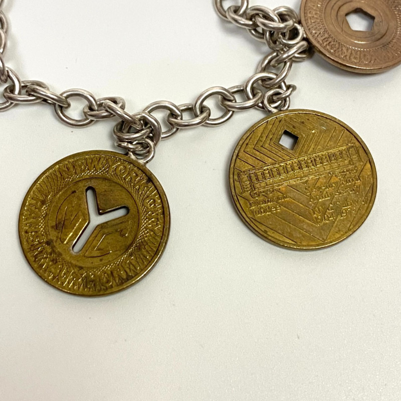 Vintage NYC Subway Token Charm Bracelet 925 Sterling Silver 7”- 31.3g Vintage NYC Subway Token Charm Bracelet 925 Sterling Silver 7”- 31.3g