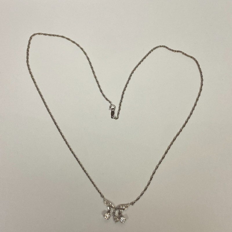 Diamond Pendant With A Neck Chain. Mounting is Made of 14 Kt Gold Diamond Pendant With A Neck Chain. Mounting is Made of 14 Kt Gold