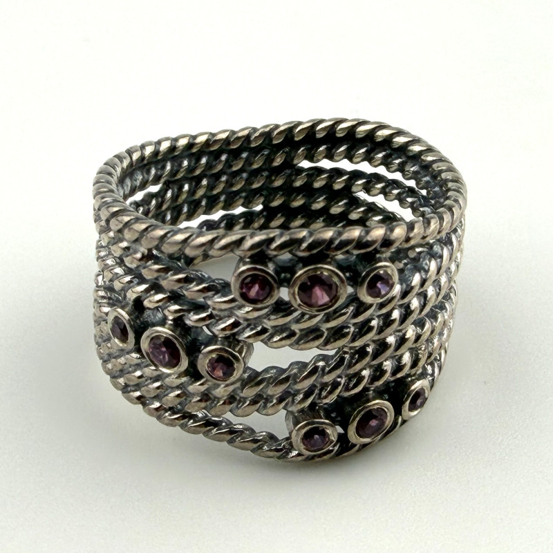 Pandora Sterling Silver Pink Rhodolite Gemstone Hidden Romance Wrap Ring Sz. 6.5