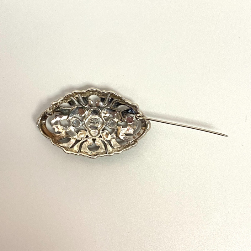 Judith Jack Stunning Sterling, Marcasite and CZ Brooch