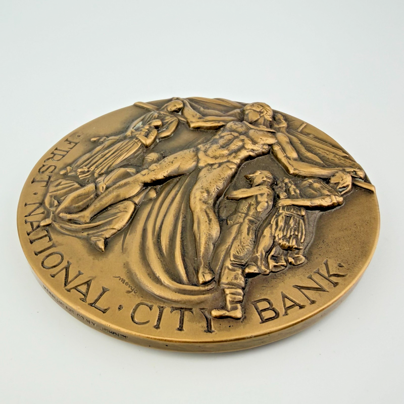 1962 USA First National City Bank NEW YORK 150th Bronze Large Medal Coin 3"