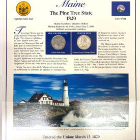 2003 Postal Commemorative Society Statehood Quarter/stamps  Maine P & D