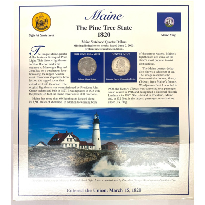 2003 Postal Commemorative Society Statehood Quarter/stamps  Maine P & D