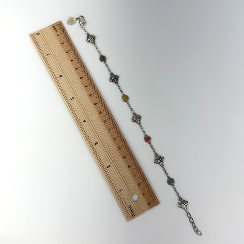 Rare Brighton Bracelet Gaudi Park Enamel Circles Silver Plated 9.5 in