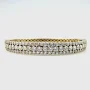 Sterling 925 Signed CN FZN Three Row Cubic Zircon Hinged Bangle 8.2''