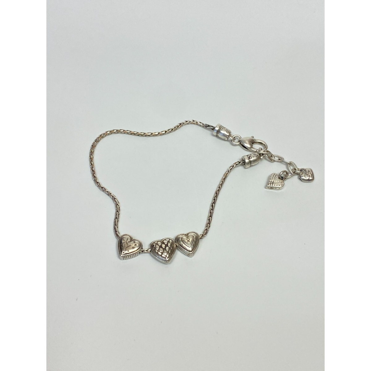 BRIGHTON Silver Tone HEART  Bead Bracelet 10"
