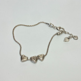 BRIGHTON Silver Tone HEART  Bead Bracelet 10"