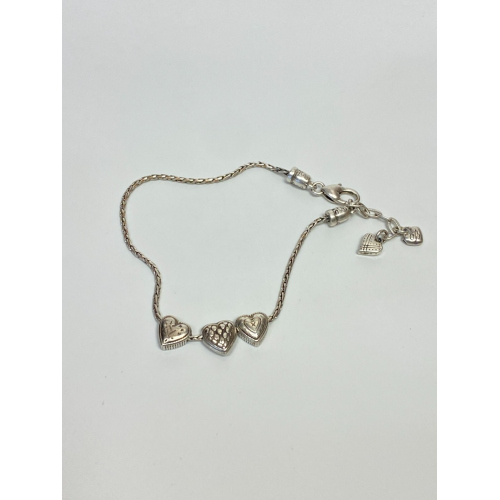 BRIGHTON Silver Tone HEART  Bead Bracelet 10"