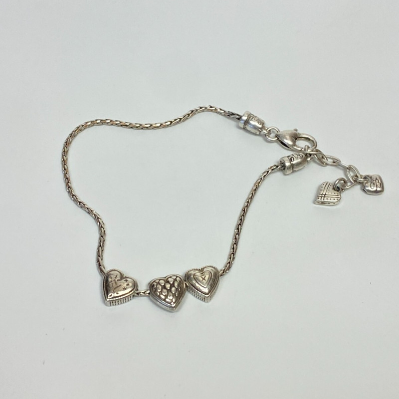 BRIGHTON Silver Tone HEART Bead Bracelet 10" BRIGHTON Silver Tone HEART Bead Bracelet 10"