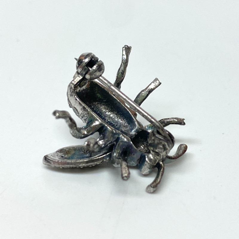 Alice Caviness Brooch Sterling Silver Rubies and Marcasite Grey Bumble Bee