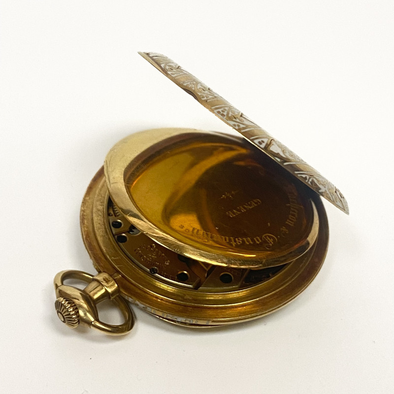 Rare Vintage Vacheron Constantin 18K Gold Enamel Guilloche Pocket Watch 1920s