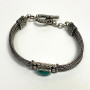 Vintage Sterling Silver 925 Turquoise Dual Chain Station Bracelet- 7"