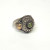 OLD VICTORIAN STYLE STERLING SILVER and 14k, GREEN PERIDOT POISON RING Size 6.7