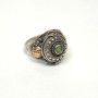 OLD VICTORIAN STYLE STERLING SILVER and 14k, GREEN PERIDOT POISON RING Size 6.7