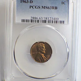1963 D PCGS MS 63 RB LINCOLN MEMORIAL PENNY 1C