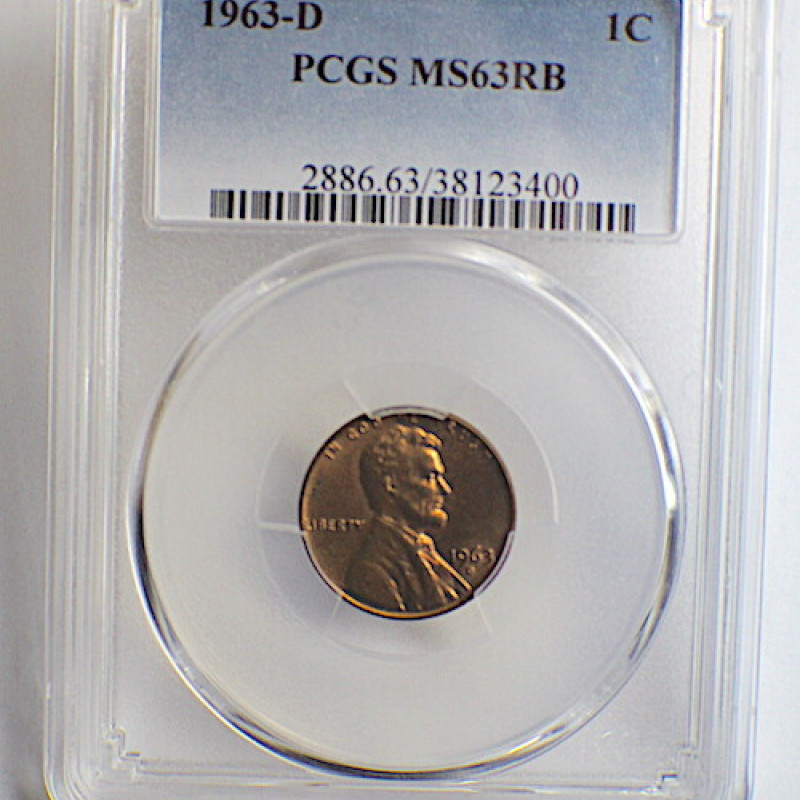 1963 D PCGS MS 63 RB LINCOLN MEMORIAL PENNY 1C 1963 D PCGS MS 63 RB LINCOLN MEMORIAL PENNY 1C