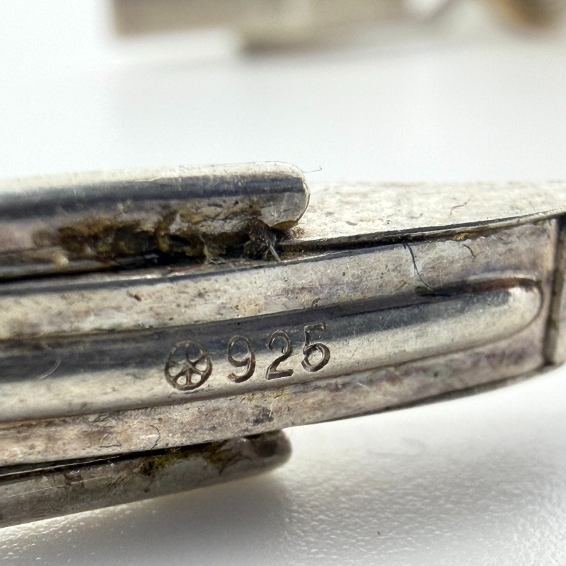 Doskow Barrel Cufflinks Bird Vintage 925 Silver 14K Gold