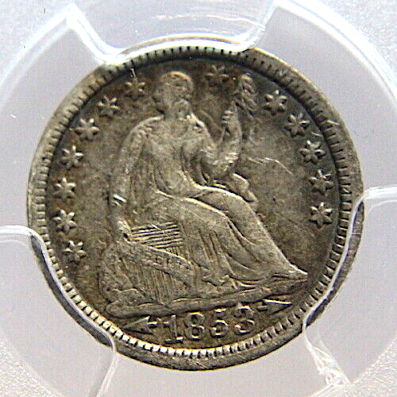 1853 PCGS VF 35 10c SEATED LIBERTY HALF DIMES 1853 PCGS VF 35 10c SEATED LIBERTY HALF DIMES
