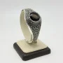 Vintage 925 Sterling Silver Filigree Cuff Bracelet Natural Brown Gemstone