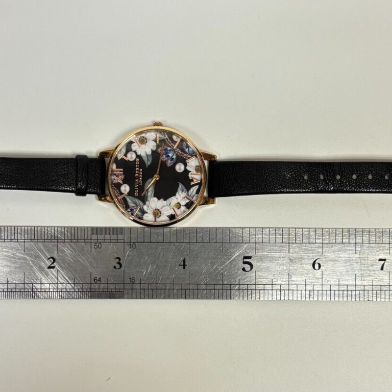 Olivia Burton Bejeweled Florals Leather Strap Watch