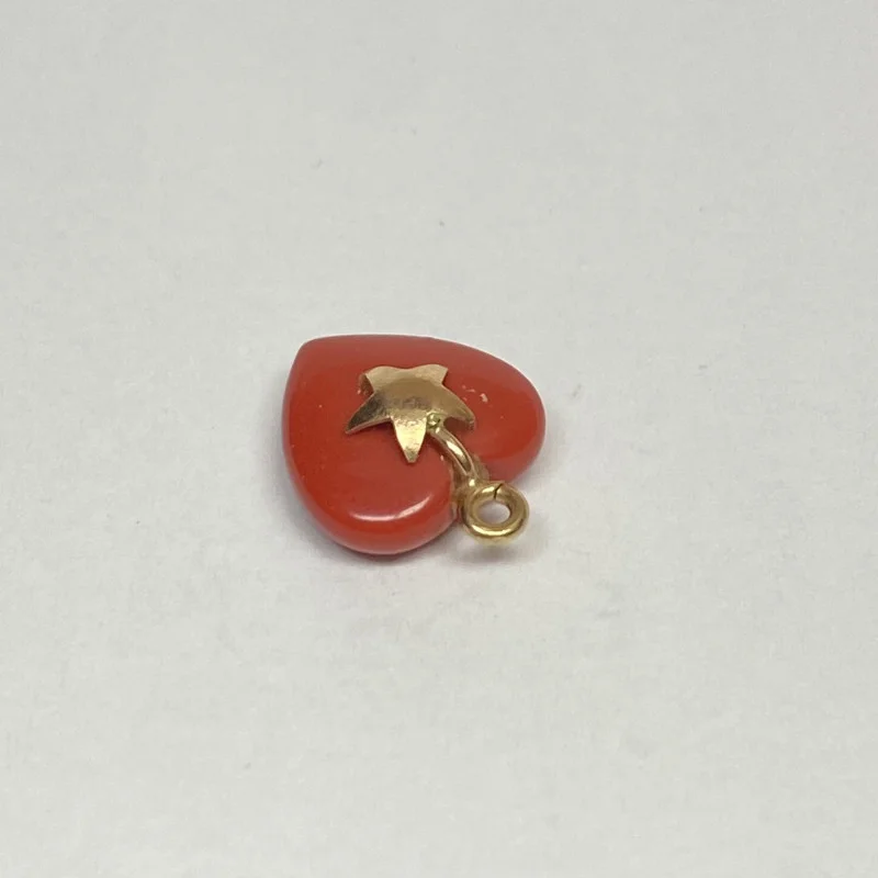 14 K Gold Red  CORAL HEART CHARM