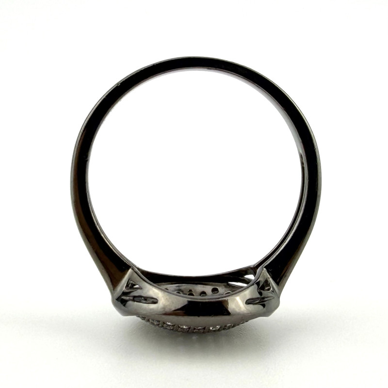 Black Rhodium 925 Silver Cubic Zirconia Ring Sz 7