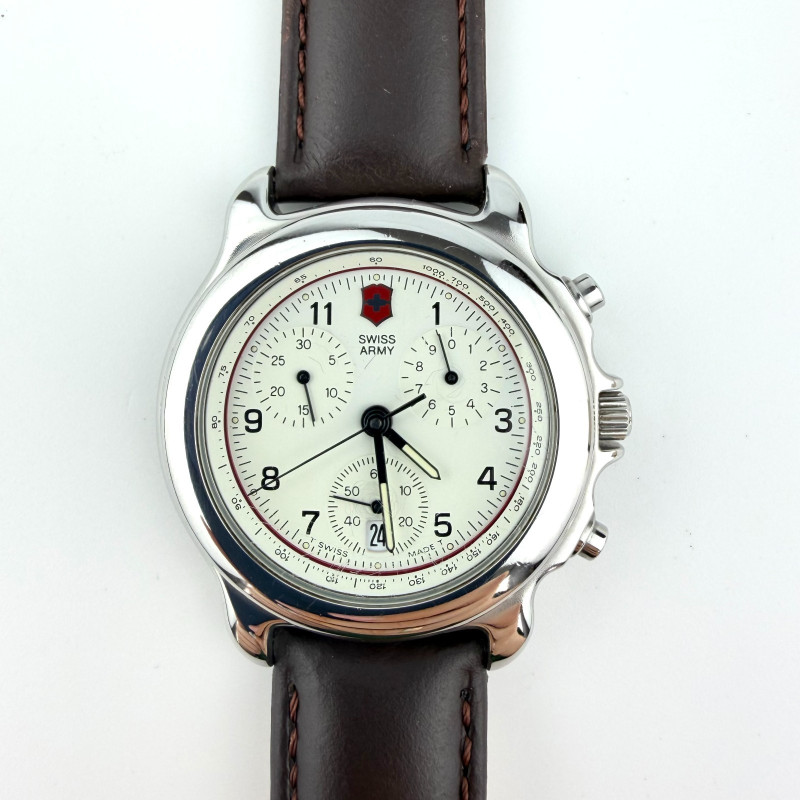 Victorinox Swiss Army Chronograph Men's Watch Stainless St. Brown Leather Strap