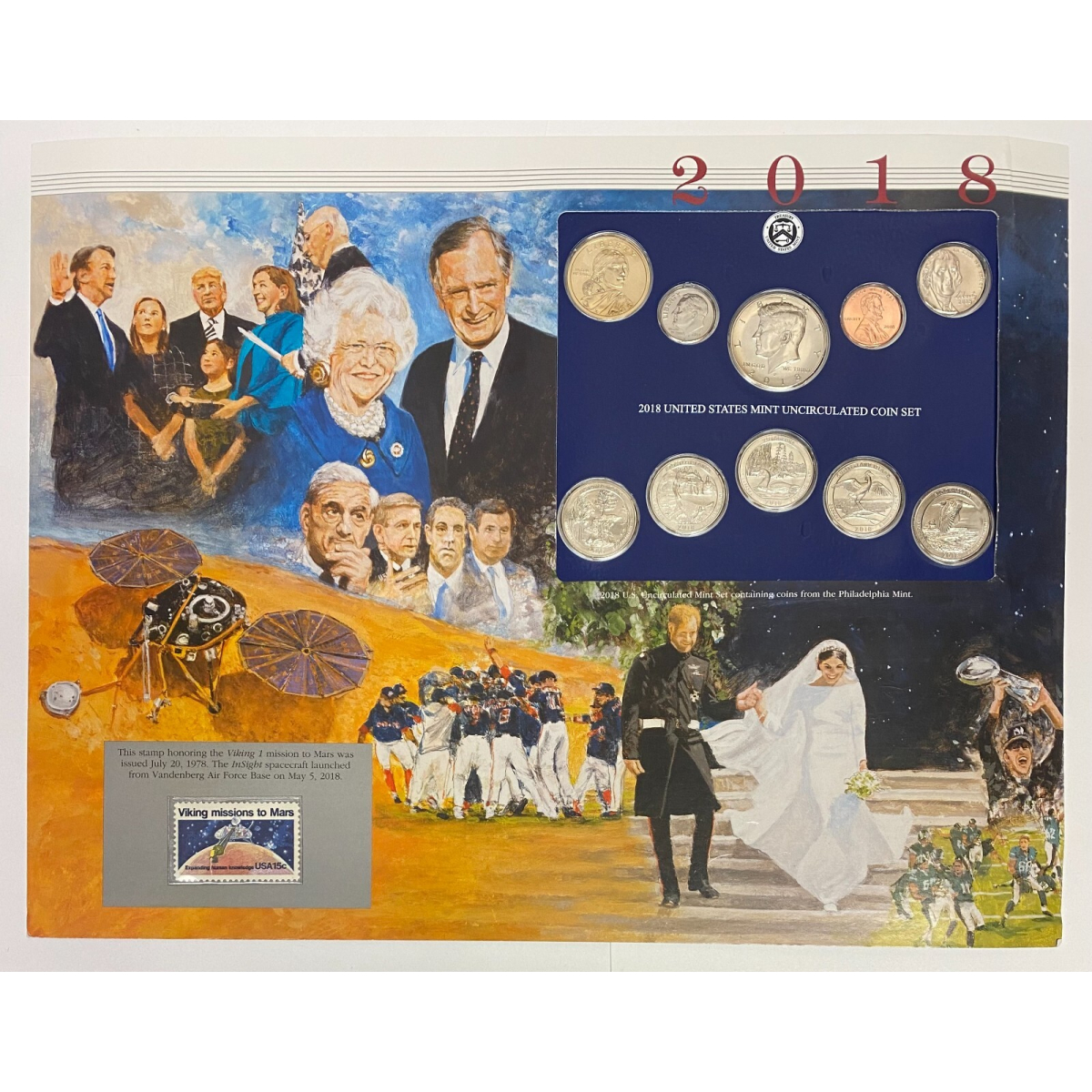 2018 P Denver Uncirculated Mint Set Postal Commemorative Society Coin & Stamps