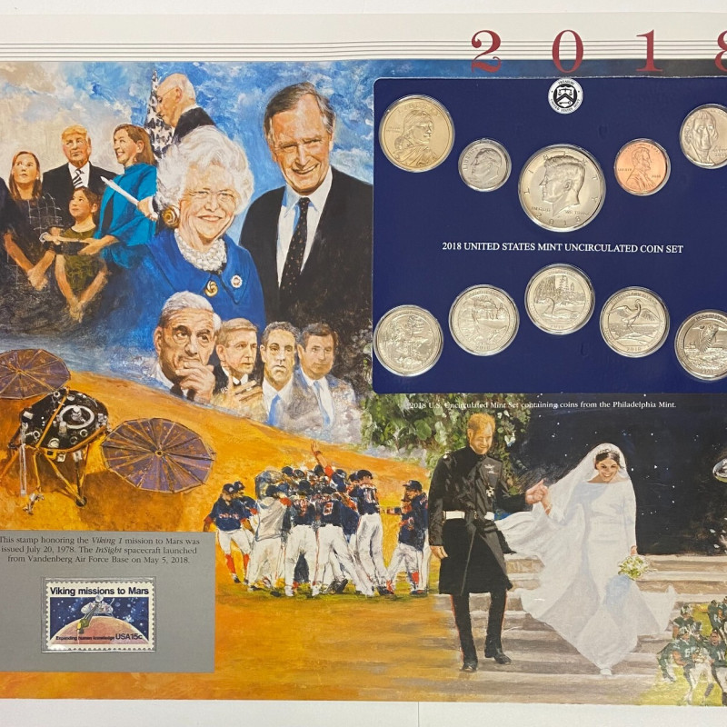 2018 P Denver Uncirculated Mint Set Postal Commemorative Society Coin & Stamps