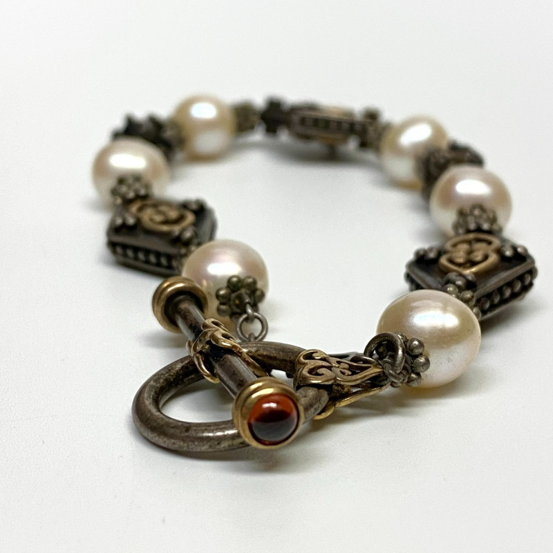 Elyse Ryan 925 Silver and 18K Gold Pearl Bracelet 7.5 in Elyse Ryan 925 Silver and 18K Gold Pearl Bracelet 7.5 in