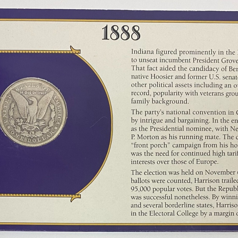 1888 O The U.S. Morgan Silver Dollar Collection Card & Postal Stamps $1