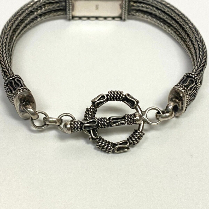 Vintage Sterling Silver 925 Turquoise Dual Chain Station Bracelet- 7" Vintage Sterling Silver 925 Turquoise Dual Chain Station Bracelet- 7"